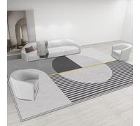 Rugs Living Room Large 150 x 180 cm Area Rugs for Bedroom Washable Rug Soft Short Pile Non Slip Dining Gaming Modern geometric lines in gray and yellow