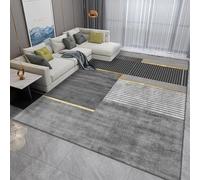Rugs Living Room Large 150 x 180 cm Area Rugs for Bedroom Washable Rug Soft Short Pile Non Slip Dining Gaming Modern geometric lines in gray and yellow