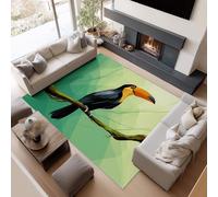Rugs Living Room Light Green Washable Tropical Animals Area Rug 140 x 200cm Non Slip Modern Carpet Dining Room Bedroom Kitchen Game Room Office Low Pile Soft Carpets