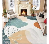 Rugs Living Room, Low-Pile Modern Minimalist Floral Printed Rug | Multicolour, 60 x 110 cm, Anti-Slip Soft Washable Carpet, Abstract Line Dot Plant Pattern for Room