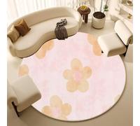 Rugs Living Room Pink Orange Flowers Rug Soft Washable Rug Round Rug Bedroom Bedside Household Carpet Non-Slip Bathroom Rug Circle Rug for Entryway Kids Room Circle Area Rug 100cm
