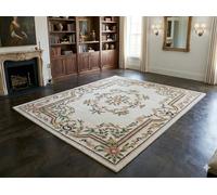 Rugs Living Room Premium Aubusson High Pile Wool Area Large Rug, Rugs for Bedroom with Cotton Backing, Handmade Non Slip Carpet, Luxury Bedroom Rug for Indoor Home 122 X 182CM(Ivory,4 X 6 feet)