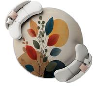 Rugs Living Room Round 160 cm, Mid-20Th Century Plants Geometry Beige Washable Circle Area Rugs, Bedroom Carpet Round Short Pile Anti Slip for Dining Room Kids Room Hallway