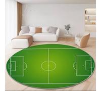 Rugs Living Room Round 180 cm, Cartoon Simple Football Field Washable Circle Area Carpet Round Short Pile Anti Slip Rug for Living Room Bedroom Dining Room Kids Room, Hallway - Green