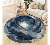 Rugs Living Room Round 180 Cm Starry Sky Vortex Washable Circle Area Rugs Bedroom Carpet Round Short Pile Mixed Colors Thin Anti Slip For Kids Room Hallway Bathroom Office, Fantasy Style