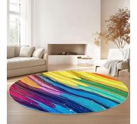 Rugs Living Room Round 210 cm Abstract Art Graffiti Colorful Washable Circle Area Rugs, Bedroom Carpet Round Short Pile Anti Slip for Dining Room Kids Room Hallway