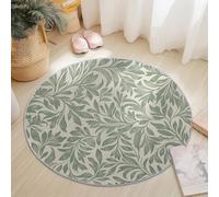 Rugs Living Room Round 210 cm Vintage William Morris Flower Sage Green Washable Circle Area Rugs, Bedroom Carpet Round Short Pile Anti Slip for Dining Room Kids Room Hallway