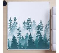 Rugs Living Room, Rug Non-slip SoftFluffy Shaggy RugShort Pilefor Living Room Bedroom Home Office Dining Room Kitchen DecorGreenIllustration Minimalist Foggy Forest120 cm x 170 cm.