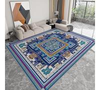 Rugs Living Room - Rugs for Bedroom 180 x 240cm Washable Carpet Non Shedding Grid Geometric Ethnic Print Vintage Pattern Stain Resistant Super Soft TPR Rug Easy to Clean