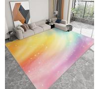 Rugs Living Room - Rugs for Bedroom 80 x 150cm Washable Carpet Non Shedding Rainbow Colors Stars Fantasy Fairy Tale Pattern Stain Resistant Super Soft TPR Rug Easy to Clean