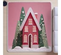 Rugs Living Room, Super SoftCarpetShort Pilefor Living Room Bedroom Home Office Dining Room Kitchen DecorPinkCartoon Dreamy Christmas Cottage160 cm x 230 cm.