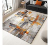 Rugs Living Room Washable 160 x 230 cm - Area Rugs for Bedroom Dining Room, Lounge Kitchen - Large Mats Soft Non Slip Low Pile Indoor Carpet, Abstract Grid Geometry Digital Gradient Beige
