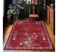 Rugs Living Room Washable Area Rug Vintage Soft Short Pile Large Rugs for Office Dinning Room Bedroom Traditional Oriental floral designs in pink and red, 80 x 160cm