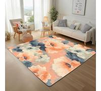 Rugs Living Room - Watercolor Painting Art Floral Printed Bedroom Carpet 140x200cm Non Shedding Modern Floor Mats and Rugs Soft Touch Non Slip Rug Painted Floral Orange Large Rug