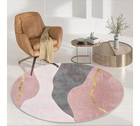 Rugs Living Roompink, Gray, Gold Soft Round Rug Decorative, Non Slip Washable Rug For Circle Bedroom,Dining Room Round 80 Cm