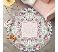 Rugs Living Roompink Green Pattern Soft Round Rug Decorative, Non Slip Washable Rug For Circle Bedroom,Dining Room Round 120 Cm