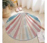 Rugs Round ø120 cm Living Room Modern Non-Slip Area Rug Round, Machine Washable Floor Carpet Short Pile Soft Vintage Circus Poster Circle Rug Pink for Bedroom Kids Room Decor
