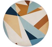 Rugs Round 245 cm, Living Room Non-Slip Area Rug Round Machine Washable Floor Carpet, Short Pile Soft Minimalist Abstract Geometry Circle Rug Colorful for Living Room Bedroom Kids Room Decor