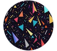 Rugs Round 245 cm, Living Room Non-Slip Area Rug Round Machine Washable Floor Carpet, Short Pile Soft Minimalist Geometry Triangles Circle Rug Black for Living Room Bedroom Kids Room Decor