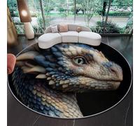 Rugs Round 245 cm Living Room Non-Slip Area Rug Round, Machine Washable Floor Carpet Short Pile Soft Fantasy Cute Little Dragon Circle Rug Cream for Living Room Bedroom Kids Room Decor