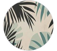 Rugs Round 60 cm, Living Room Non-Slip Area Rug Round Machine Washable Floor Carpet, Short Pile Soft Abstract Geometric Palm Leaves Circle Rug Light Green for Living Room Bedroom Kids Room Decor