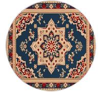 Rugs Round 60 cm, Living Room Non-Slip Area Rug Round Machine Washable Floor Carpet, Short Pile Soft Traditional Geometric Pattern Circle Rug Red Beige for Living Room Bedroom Kids Room Decor
