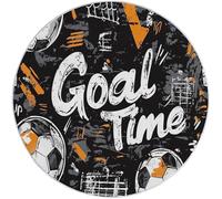 Rugs Round 90 cm, Living Room Non-Slip Area Rug Round Machine Washable Floor Carpet, Short Pile Soft Abstract Sports Soccer Ball Circle Rug Black for Living Room Bedroom Kids Room Decor