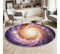 Rugs Round 90cm Milky Way Washable Circle Rugs Spiral Galaxies Round Area Rug Short Pile 6mm Thin Anti Slip Carpet for Dining Room Kids Room Living Room, Purple