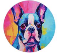 Rugs Round Bulldog Pop Art Bright Living Room Modern Non-Slip Area Rug Round Machine Washable Pile Soft 100 cm (Round) for Living Room Bedroom Nursery Decor Blue Pink