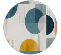 Rugs Round Geometric Circle Modern Simple Living Room Modern Non-Slip Area Rug Round Machine Washable Pile Soft 180 cm (Round) for Living Room Bedroom Nursery Decor Blue Yellow