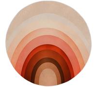 Rugs Round Minimalism Rainbow Arch 90 cm Living Room Modern Non-Slip Area Rug Round Machine Washable Floor Carpet Short Pile Soft Minimalist Circle Carpet for Bedroom Kids Room Decor, Orange Color