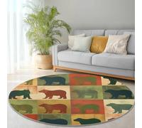 Rugs Round Pop Bear Color Matching Living Room Modern Non-Slip Area Rug Round Machine Washable Pile Soft 100 cm (Round) for Living Room Bedroom Nursery Decor Multicolor brown