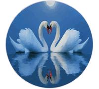 Rugs Round White Swans Romance Night View Living Room 150 cm (Round) Non-Slip Area Rug Round Machine Washable Floor Carpet Short PileCircle Rug Room Bedroom Kids Room Decor Blue
