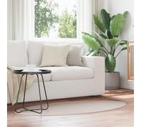 Rugs Sand Cotton 80 x 150 cm Non-slip Area Rug Oval Berkfield Home Beige Medium