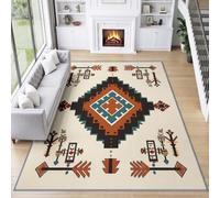 Rugs Southwest Tribe Distressed Living Room 60 x 90 cm, Washable Non-Slip Soft Low Pile Geometric Circle Arrow Area Rug - Carpet for Bedroom Kitchen Dining Room Hallway Bedside