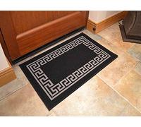 Rugs Supermarket Black Greek Key Non Slip Machine Washable Rug. Available in 6 Sizes (40cm x 60cm)