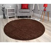 Rugs Supermarket Chocolate Brown Circular Non Slip Machine Washable Thick Soft Shaggy Rug. Available in 2 Sizes. (133cm Diameter (Circle)