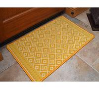 Rugs Supermarket.com LTD Gold Ochre Diamonds Non Slip Machine Washable Rug (50cm x 80cm)