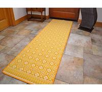 Rugs Supermarket Gold Ochre Diamonds Non Slip Machine Washable Rug (57cm x 180cm)