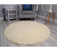 Rugs Supermarket Ivory Circular Non Slip Machine Washable Thick Soft Shaggy Rug. Available in 2 Sizes. (100cm Diameter (Circle))