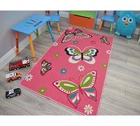 Rugs Supermarket Kids Non Slip Machine Washable Butterfly Play Mat. Available in 3 Sizes (133cm x 190cm)