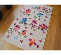 Rugs Supermarket Kids Non Slip Machine Washable Cute Owl Play Mat. Available in 3 Sizes (80cm x 120cm)