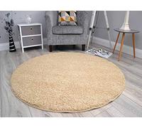 Rugs Supermarket Latte Beige Circular Non Slip Machine Washable Thick Soft Shaggy Rug. Available in 2 Sizes. (100cm Diameter (Circle)) (100cm Diameter (Circle))