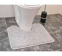 Rugs Supermarket Machine Washable Thick Soft Shaggy Pedestal Mats (Silver)