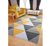 Rugs Supermarket Modern Sahara Grey Silver Gold Ochre Triangles Rug (200cm x 300cm)