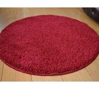 Rugs Supermarket Red Circular Non Slip Machine Washable Thick Soft Shaggy Rug. Available in 2 Sizes. (100cm Diameter (Circle))
