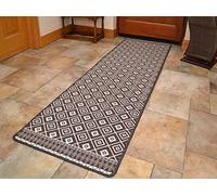 Rugs Supermarket Riviera Grey Diamond Non Slip Machine Washable Rug. Available in 7 Sizes (67cm x 220cm)