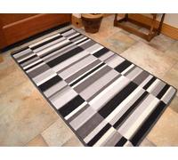 Rugs Supermarket Riviera Patchwork Silver Black Non Slip Machine Washable Rug. Available in 7 Sizes (80cm x 140cm)