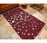 Rugs Supermarket Riviera Plum Squares Non Slip Machine Washable Rug. Available in 7 Sizes (66cm x 120cm)