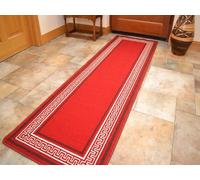 Rugs Supermarket Riviera Red Greek Key Non Slip Machine Washable Rug. Available in 7 Sizes (67cm x 220cm)